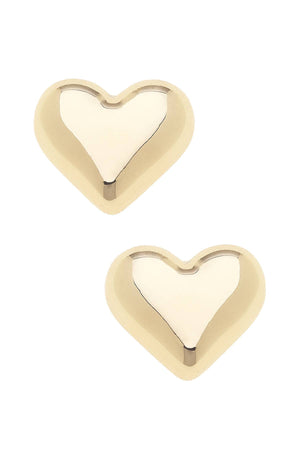 Tatum Heart Stud Earrings in Shiny Gold