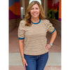 Michelle Striped Short Sleeve Top - Tan