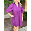 Mariana Collared Short Bubble Sleeve Mini Dress - Eggplant