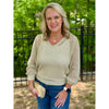 Taylor Long Sleeve Open Weave Foil Knit Sweater - Cream/Gold