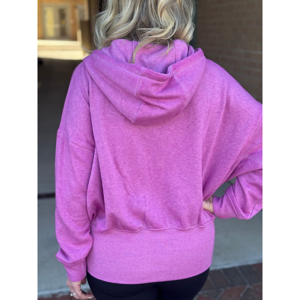 Kaylee Fleece Hoodie Jacket With Tapered Sleeves - New Orchid
