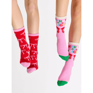 Red and Pink Bow Socks
