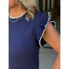 Jolene Short Sleeve Sweater Top - Navy/White