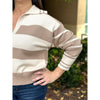 Stephanie Stripe V-Neck Sweater - Mocha