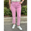 Rory Acid Washed High Waist Cropped Straight Pants - Light Pink