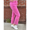 Rory Acid Washed High Waist Cropped Straight Pants - Hot Pink