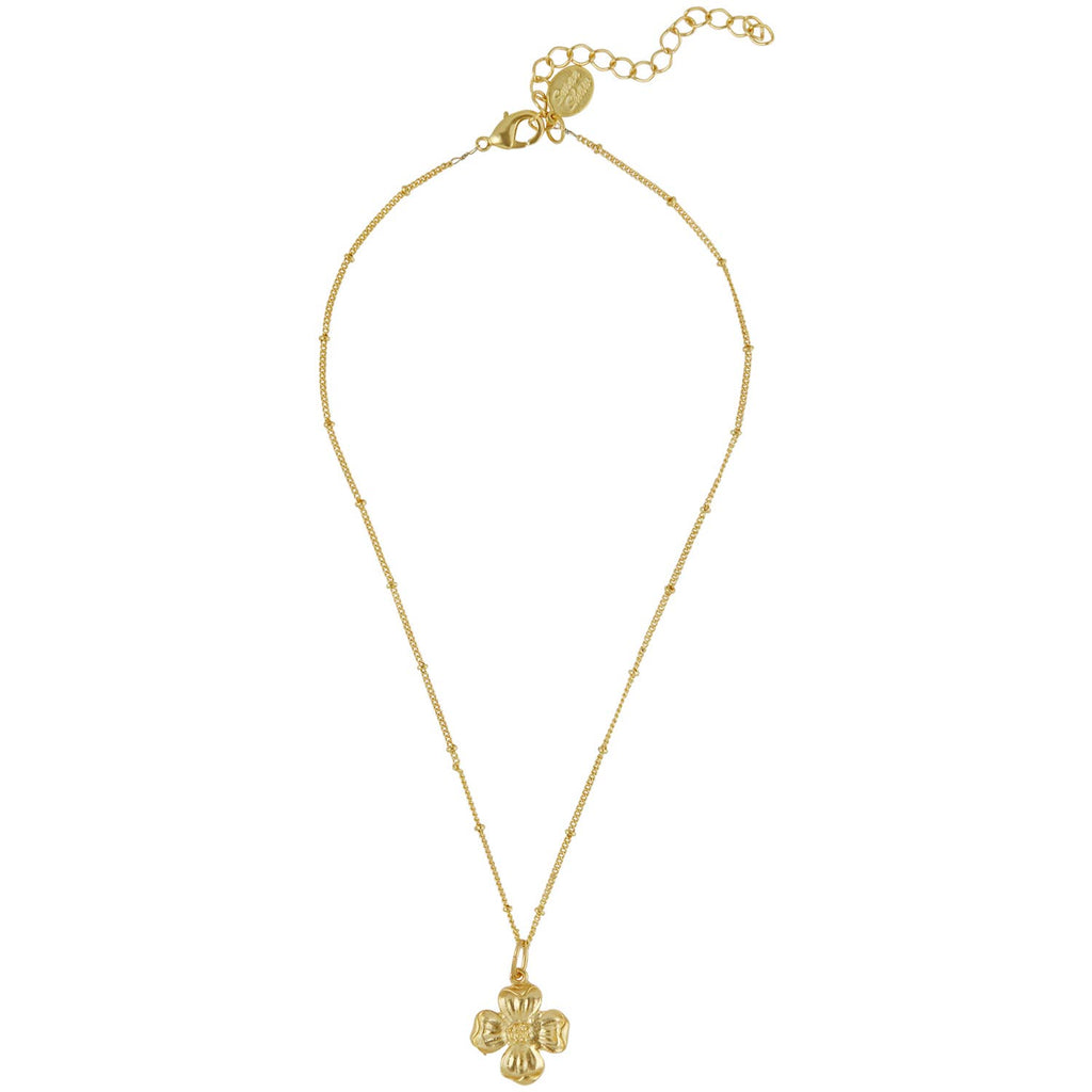 Dainty Gold Dogwood Flower Necklace