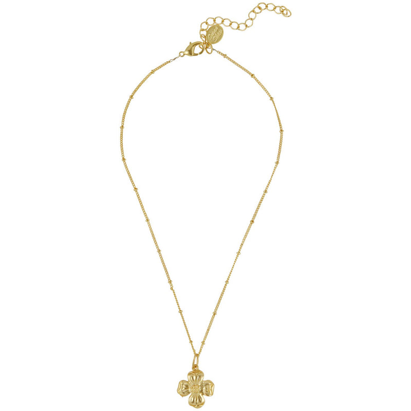 Dainty Gold Dogwood Flower Necklace