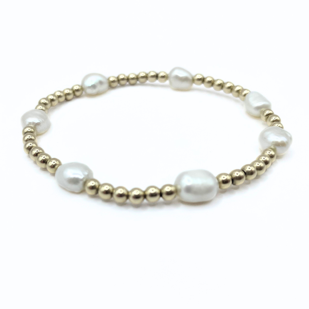 Erin Gray Baroque Patterned Pearl Bracelet in 14k Gold-Filled