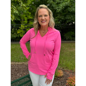 Scarlett Cuffed Sleeve Pullover - Hot Pink