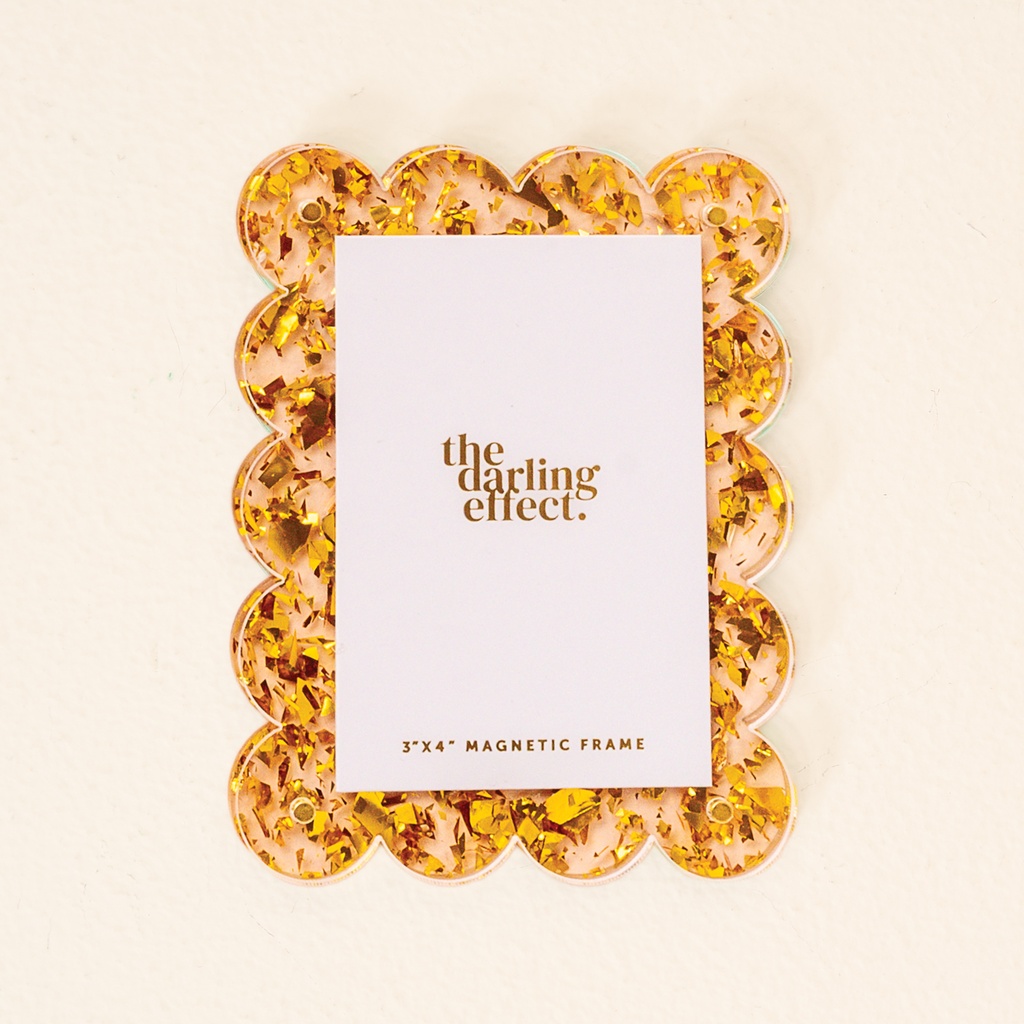Mini Acrylic Picture Frame Magnet - Confetti Gold