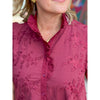 Kathy Floral Applique Dress - Burgundy