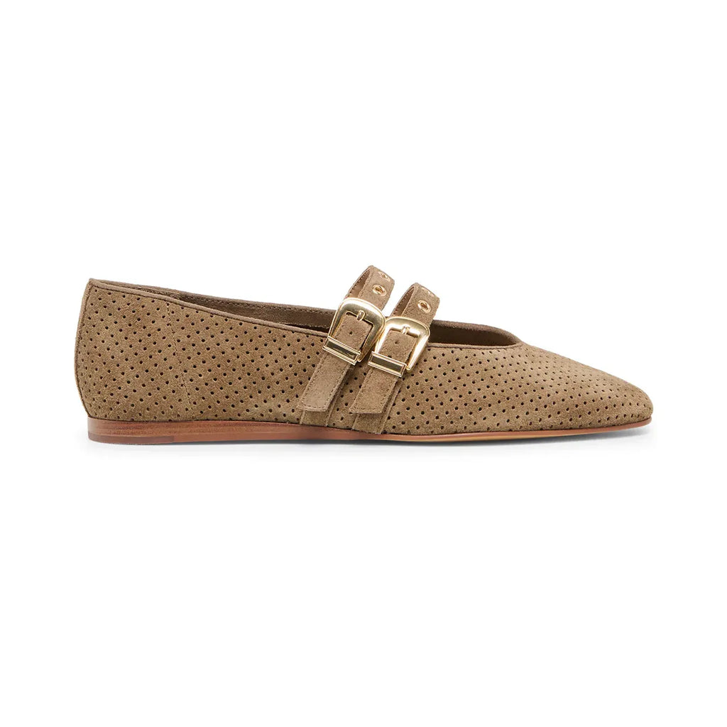 Dolce Vita Baylee Grommet Ballet Flats Perforated Suede - Olive