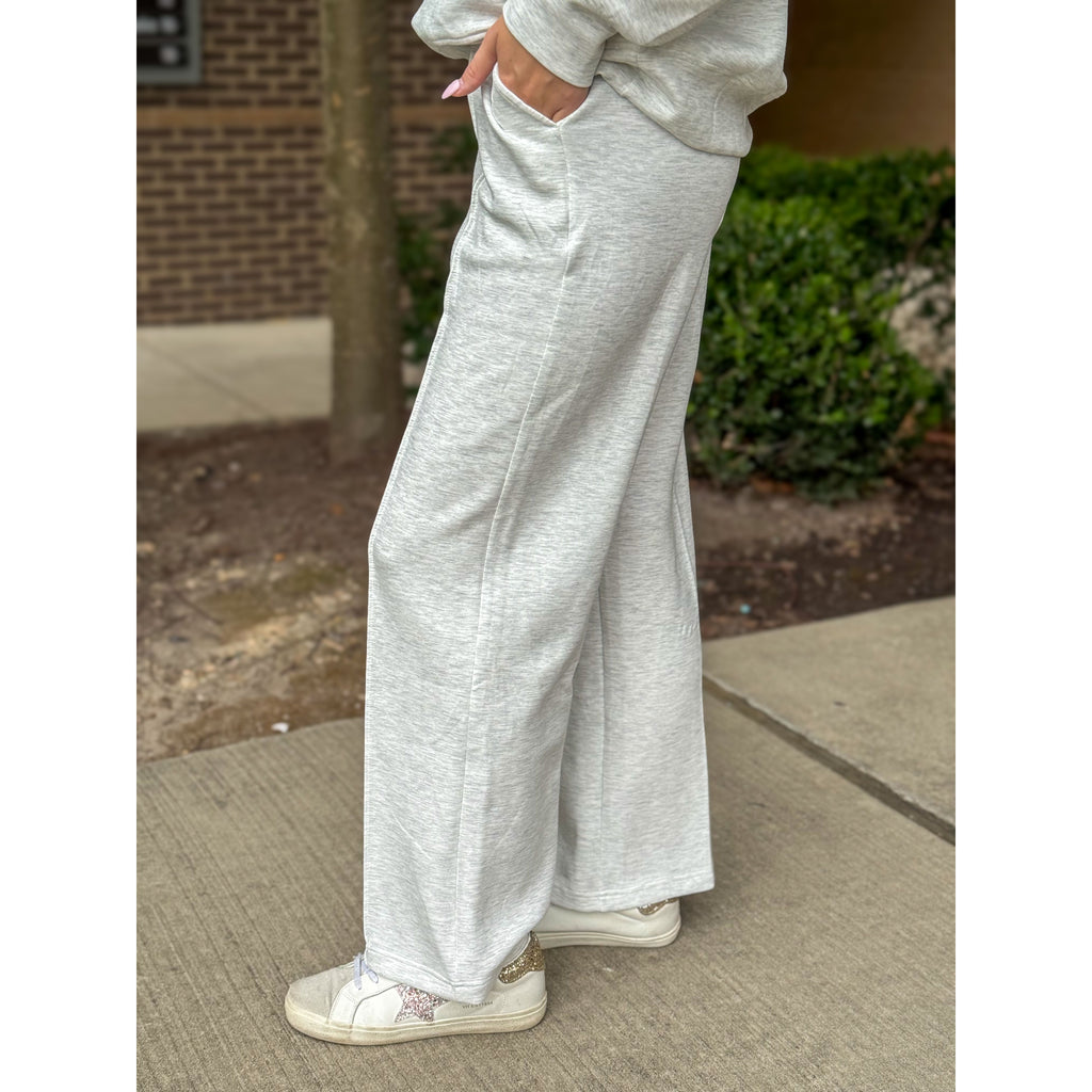 Marcella Modal Pintuck Straight Pant - Light Heather Grey