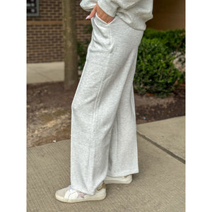 Marcella Modal Pintuck Straight Pant - Light Heather Grey