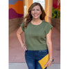 Bethany Cap Sleeves Knit Top - Olive
