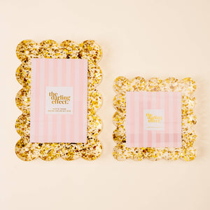 Square Scalloped Acrylic Frame - Confetti Gold