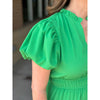 Amberlyn V-Neck Bubble Sleeve Tiered Maxi Dress - Kelly Green