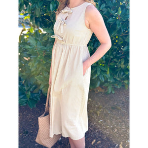 Patty Striped Midi Dress - Cream/Mocha