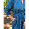 Gardena Floral Split Neck Dress - Navy/Combo