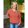 Grace and Lace Boyfriend Slouchy Knit Sweater - Ginger Spice