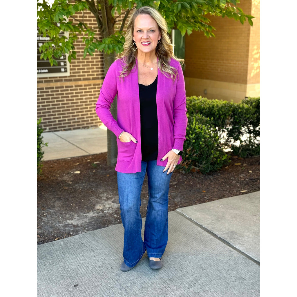 Colson Everyday Sweater Cardigan - Magenta