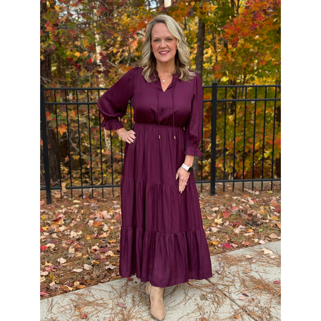 Emery Ruffle Tiered Maxi Dress - Plum