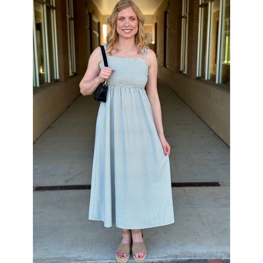 Quinn Striped Maxi Dress - Ecru/Black