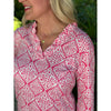 Peyton 3/4 Sleeve Damask Print Dress - Pink