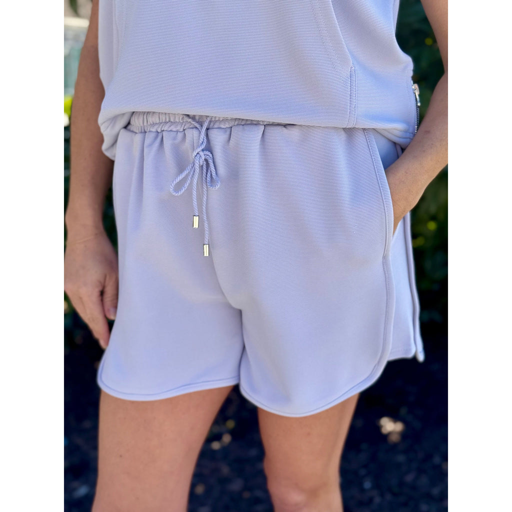 Kyleigh Ribbed High-Waist Shorts - Lavender