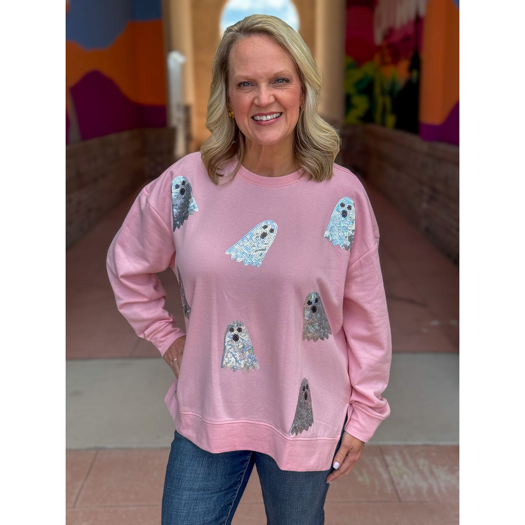 Ghost Sparkle Sweatshirt - Pink
