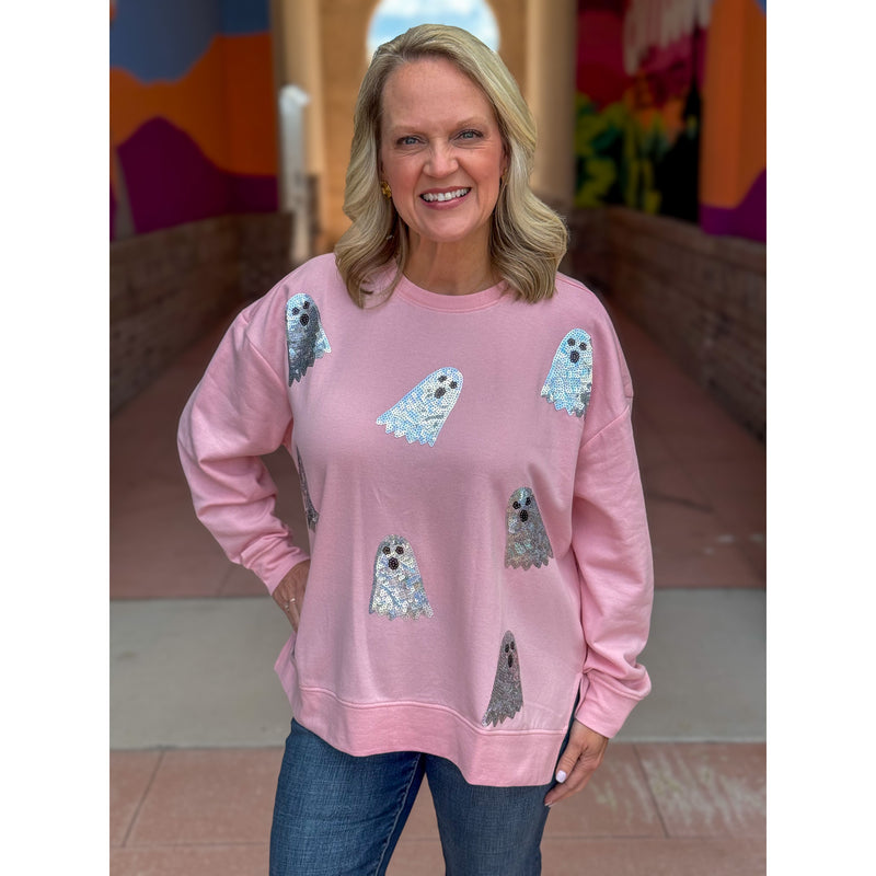 Ghost Sparkle Sweatshirt - Pink