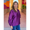 Randi Long Sleeve Split Neck Top - Boysenberry