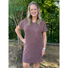 Aurora Ribbed Round Neck Dress - Chocolate