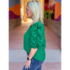 Ariana Puff Sleeve Textured Knit Top - Green