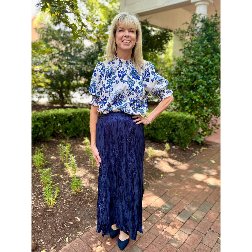 Kimber Crinkled Maxi Skirt - Deep Navy