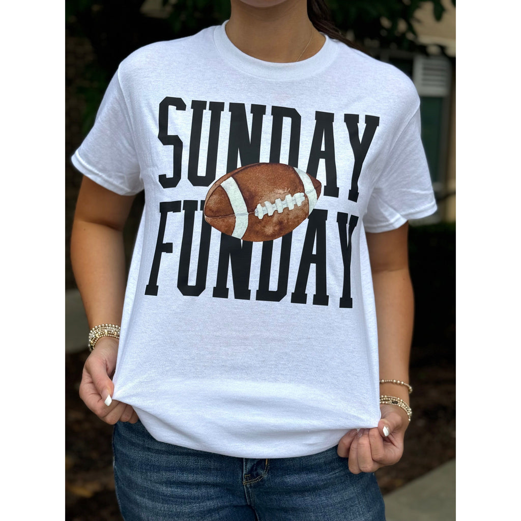 Sunday Funday Football Graphic Tee - White