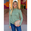 Hillary Lettuce Edge Turtleneck Pullover Sweater - Dark Sage