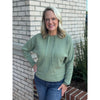 Darla Mini Waffle Texture Dolman Sleeve Hoodie Sweater - Dark Sage