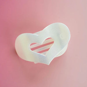 Teleties - Mother of Pearl Heart Medium Flat Clip