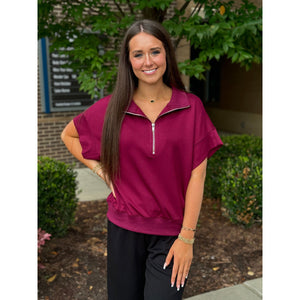 Carlie Buttery Soft Knit Sweatshirt - Merlot