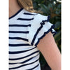 Charlotte Striped Ruffle Sleeve Top - Navy