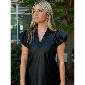 Stella Faux Leather Dress - Black