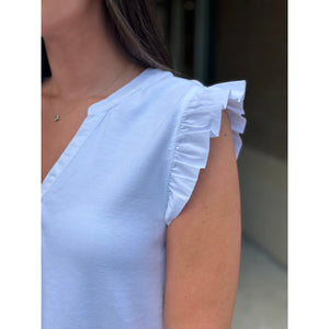 Mirren Ruffled Cap Sleeve Top - Off White