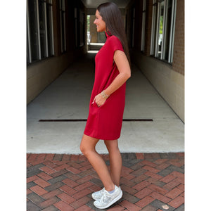 Maya Mock Neck Pullover Dress - Brick