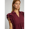 Kendall Split V-Neck Tiered Midi Dress - Plum