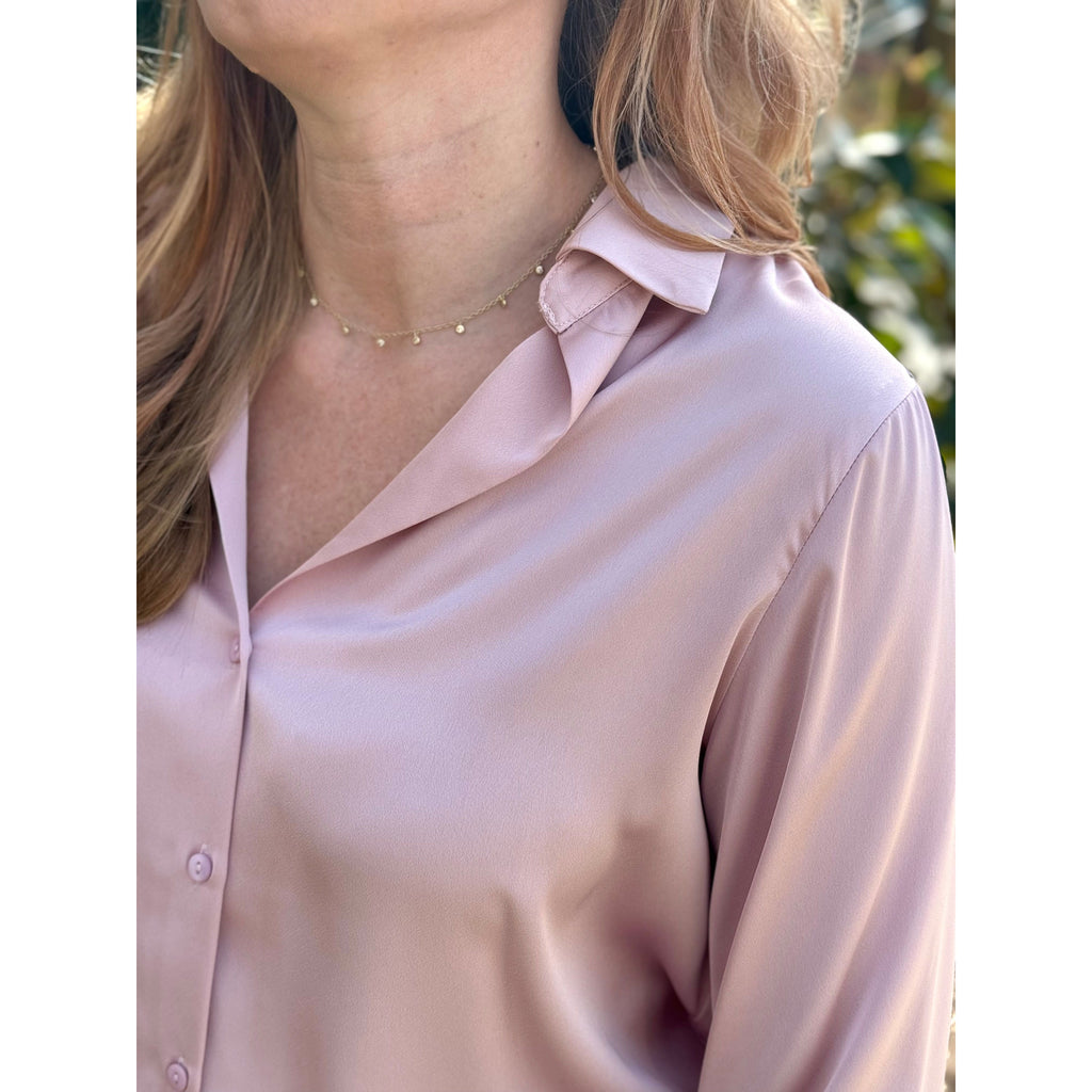 Maureen Button Down Blouse - Dusty Pink