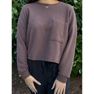 Mara Round Neck Cloudy Knit Top - Brown