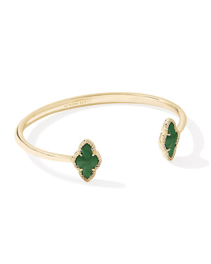 KENDRA SCOTT ABBIE PAVE FRAME CUFF BRACELET GOLD GREEN ILLUSION S/M