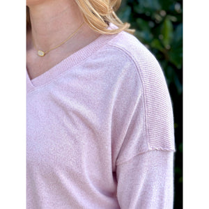 Winnie Basic V-Neck Sweater - Blush